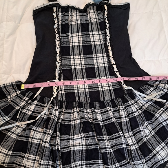 Dead Threads Goth Dress Plaid Black White Frill Lace Mini Dark Academia - Picture 8 of 11
